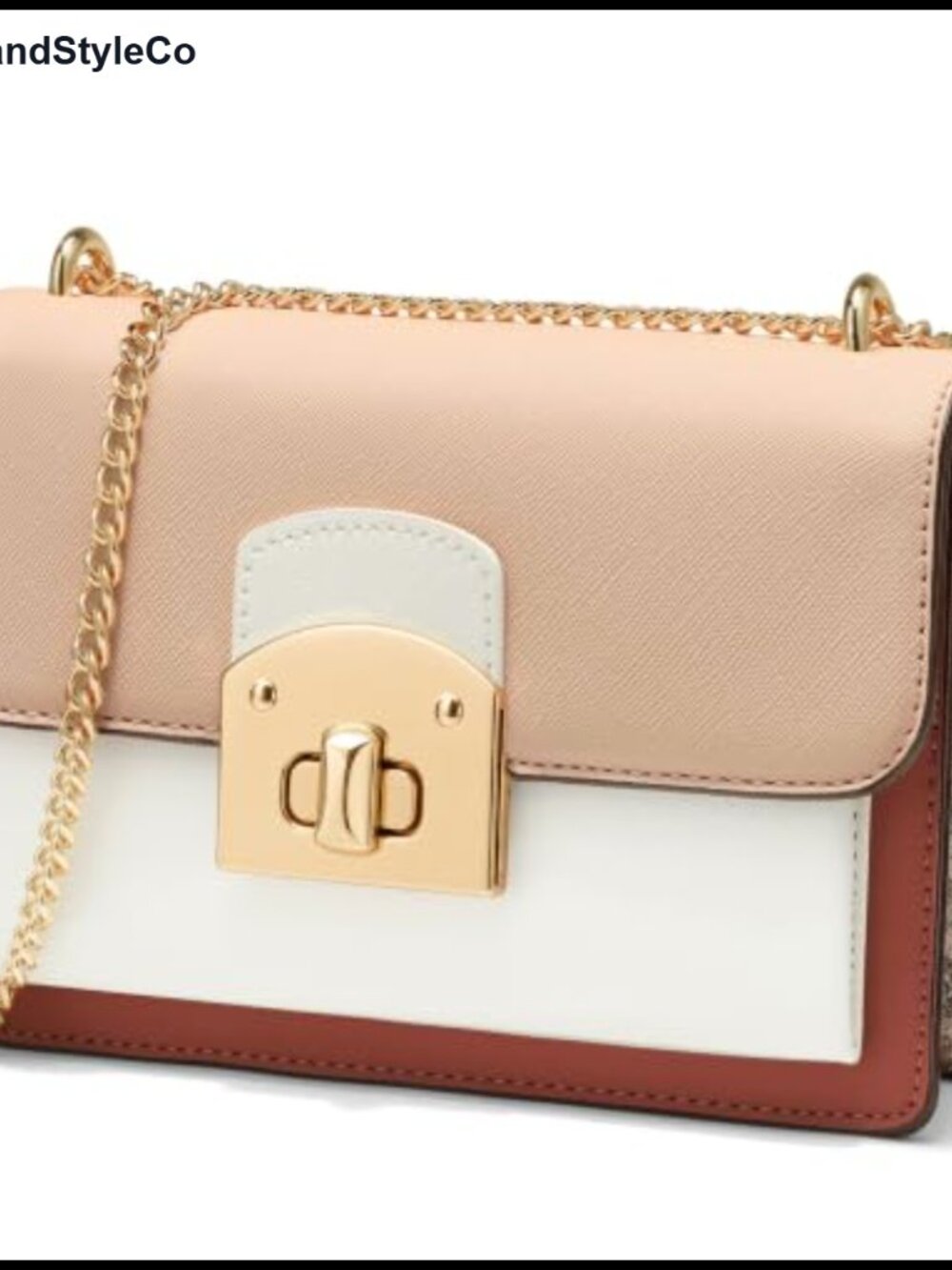 Faux Leather Flap Crossbody Bag for Women with Gold Chain Strap
